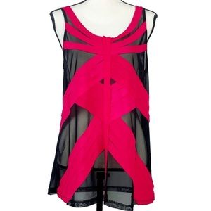 Urban Outfitters Pink Black Sheer Tank Top